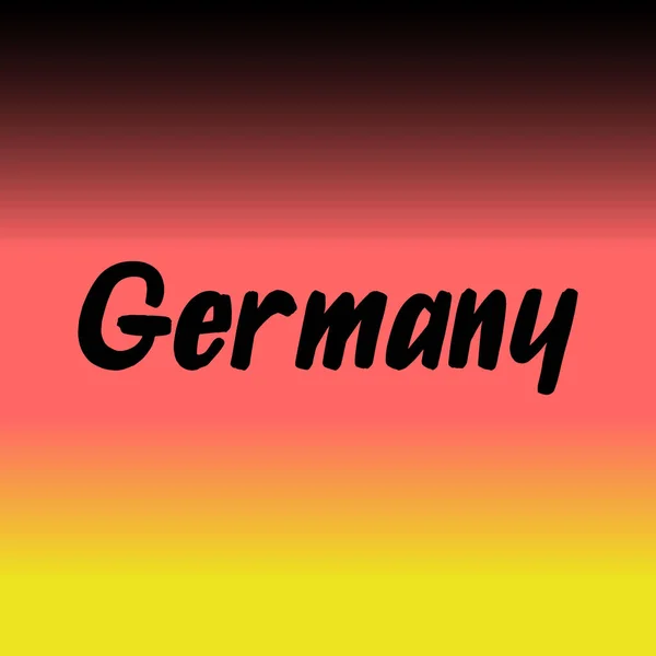 Németország Ecset Festék Kézzel Rajzolt Betűk Háttérben Zászlóval Tervezési Sablonok — Stock Vector