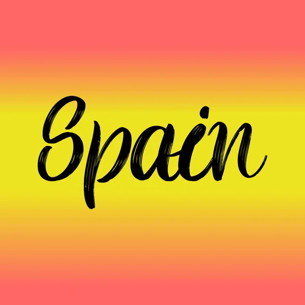 Espanha Pincel Pintar Mão Desenhada Lettering Fundo Com Bandeira Modelos —  Vetores de Stock