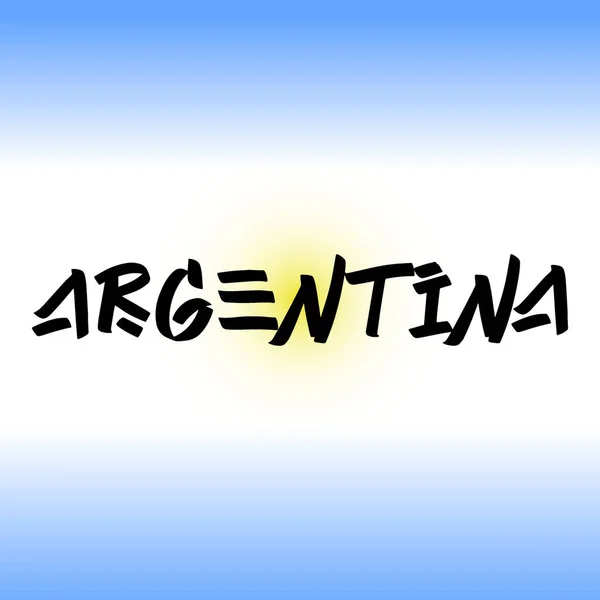 Pincel Argentina Pintar Mano Dibujado Letras Sobre Fondo Con Bandera — Archivo Imágenes Vectoriales