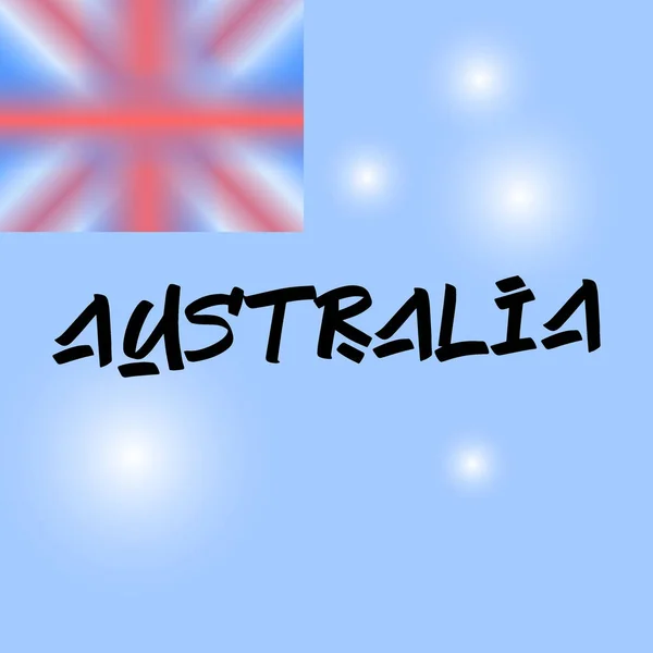 Pincel Australia Pintar Letras Dibujadas Mano Sobre Fondo Con Bandera — Vector de stock