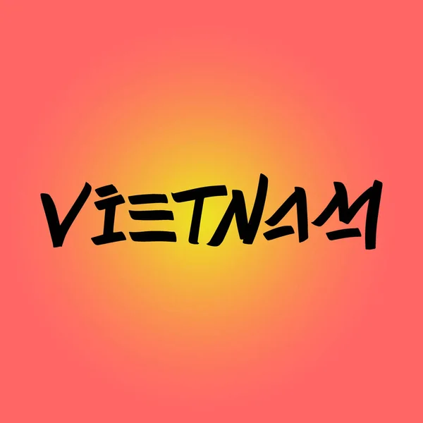 Vietnam Pensel Måla Handritade Bokstäver Bakgrunden Med Flagga Design Mallar — Stock vektor