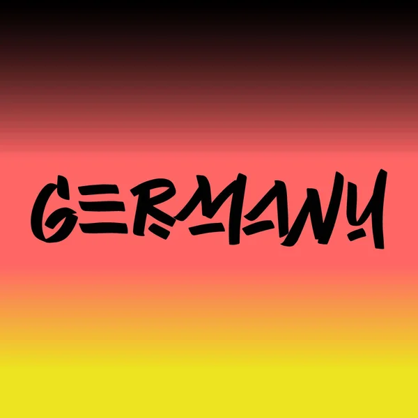 Niemcy Pędzel Ręcznie Malowane Litery Tle Flagą Szablony Kartki Okolicznościowe — Wektor stockowy