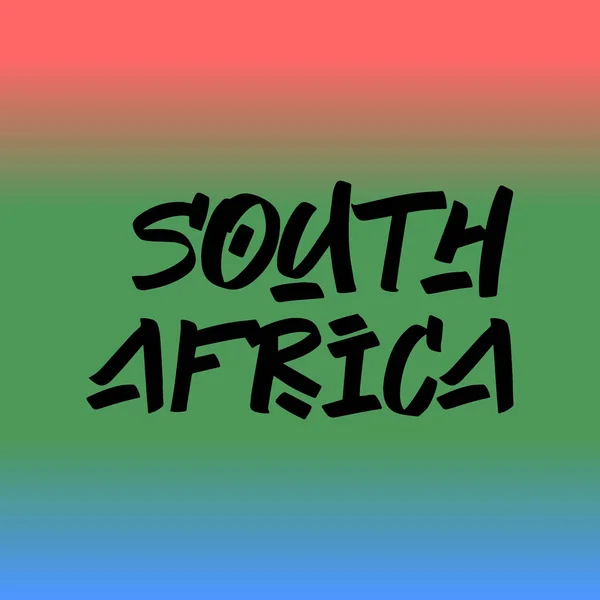 África Sul Pincel Pintar Mão Desenhada Lettering Fundo Com Bandeira —  Vetores de Stock