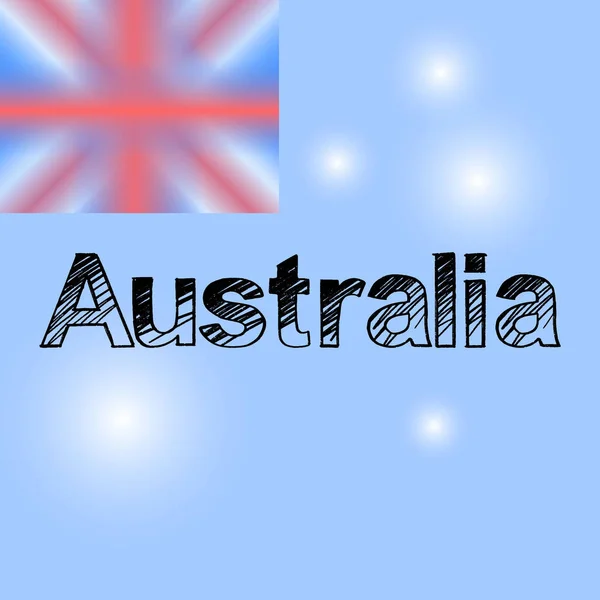 国旗を背景に手描きの文字を描くオーストラリアのブラシ グリーティングカード オーバーレイ ポスターのデザインテンプレート — ストックベクタ