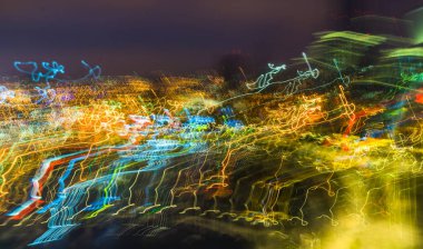 Cityscape Şanghay'soyut ışık yollar