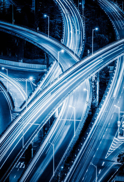 Aerial View of Shanghai overpass at Night