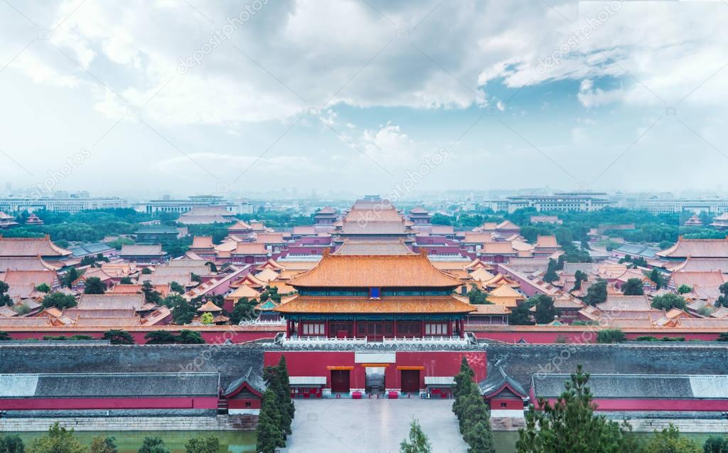 The Forbidden City under blue sky in Beijing