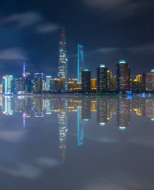panoramik nehir ve manzarası Shanghai, Çin.