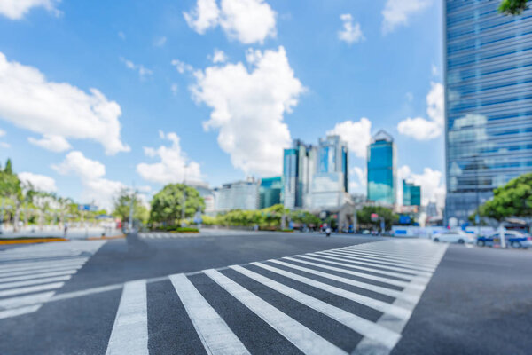 empty asphalt road in front of financial district in Shanghai,China.