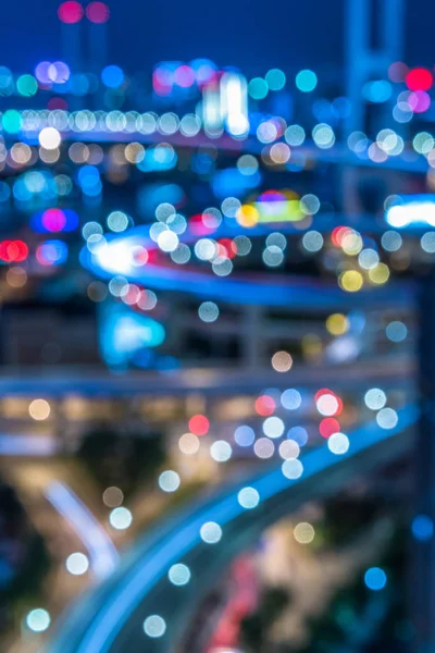 Cityscape Şanghay, Çin ile kentsel trafik gece görünümü. — Stok fotoğraf