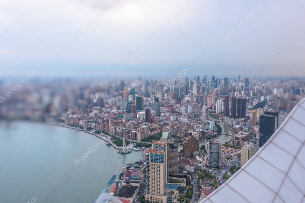 Aerial view of Shanghai skyline of China.