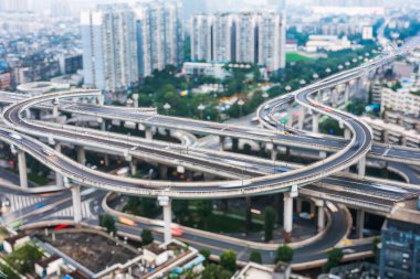 Shanghai hava görünümü Üstgeçit geceleri Çin '.