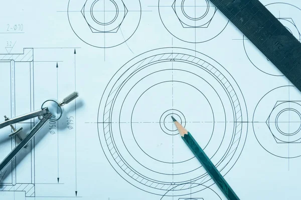 Detail shot of Architectural blueprints — Stock Photo, Image