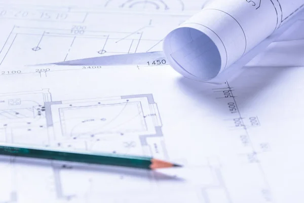 Detail shot of Architectural blueprints Royalty Free Stock Photos