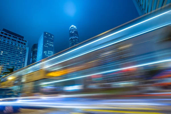 Traffic light trails in downtown of Hong Kong