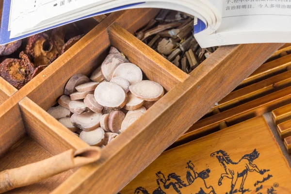 Chinese Herbal Medicine in box on table — Stock Photo, Image