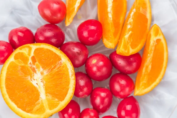 Detail Shot Of fresh fruits against white background — Stock Photo, Image