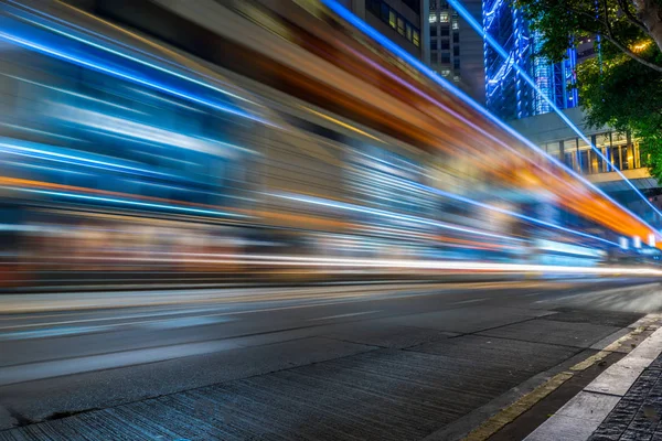 Traffic light trails in downtown of Hong Kong — Stock Photo, Image