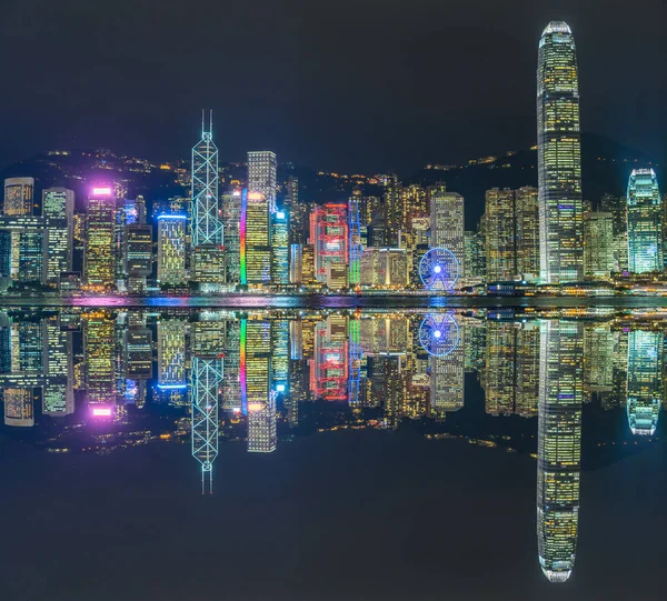 Hong Kong victoria panorama di notte — Foto Stock