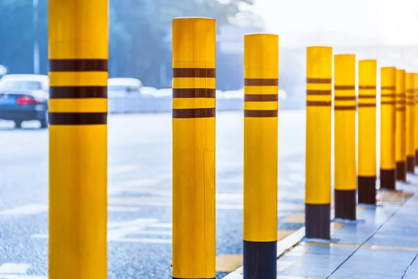 Road block pole in straight line — Stock Photo, Image