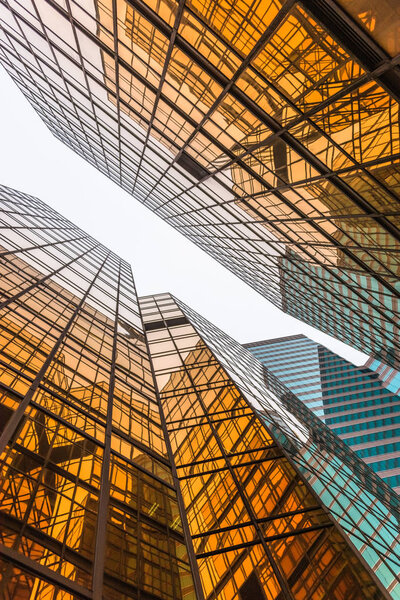 Low angle view of skyscrapers in Hong Kong,China.