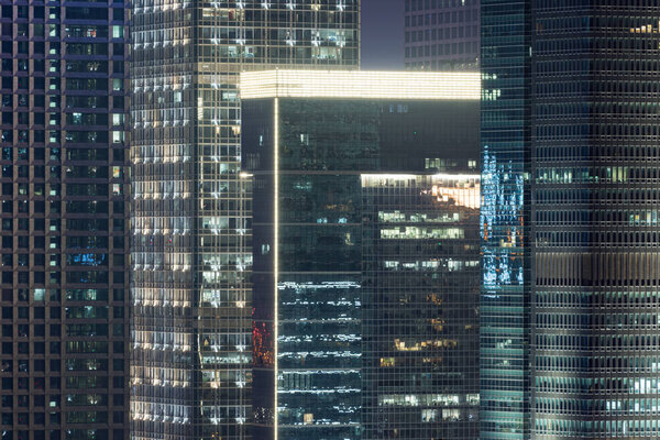 High-rise office buildings in Hong Kong,China.