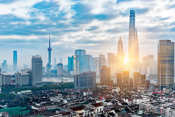 overhead view of shanghai skyline