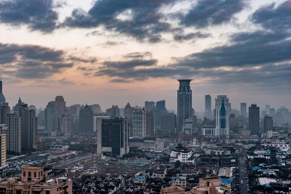 overhead view of shanghai skyline