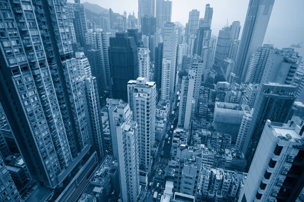 View of Hong Kong apartment block in China.