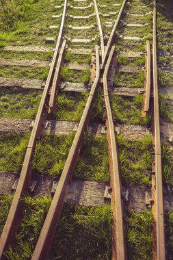 bir parkta bir çayır demiryolu parça
