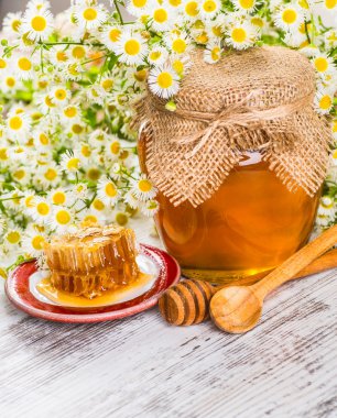 Tatlım, petek, polen ve propolis ile natürmort