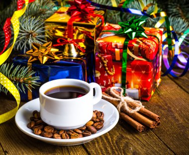 Bir fincan kahve tatil, kış, Noel, sıcak içecekler