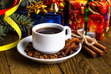 Bir fincan kahve tatil, kış, Noel, sıcak içecekler