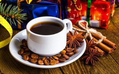 Bir fincan kahve tatil, kış, Noel, sıcak içecekler