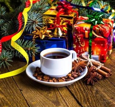 Bir fincan kahve tatil, kış, Noel, sıcak içecekler