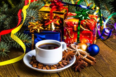 Bir fincan kahve tatil, kış, Noel, sıcak içecekler