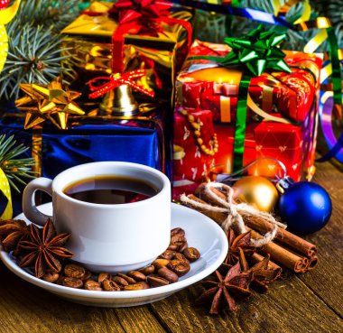 Bir fincan kahve tatil, kış, Noel, sıcak içecekler