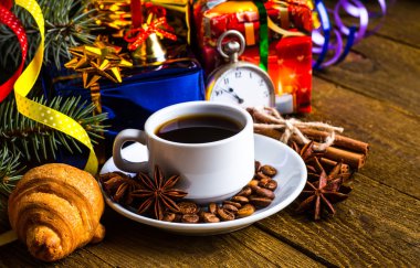 Bir fincan kahve tatil, kış, Noel, sıcak içecekler