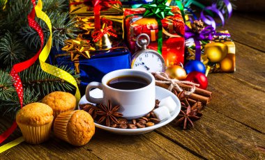 Bir fincan kahve tatil, kış, Noel, sıcak içecekler
