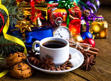 Bir fincan kahve tatil, kış, Noel, sıcak içecekler