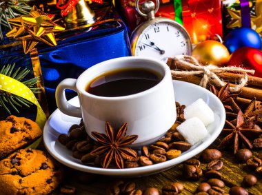 Bir fincan kahve tatil, kış, Noel, sıcak içecekler