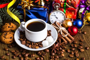 Bir fincan kahve tatil, kış, Noel, sıcak içecekler