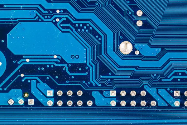 Fondo de placa de circuito azul de la placa base del ordenador — Foto de Stock