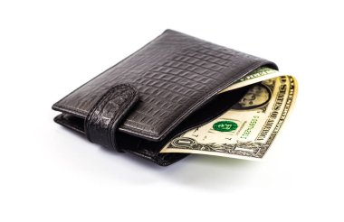 Erkekler siyah m-cüzdan para nakit beyaz arka planda