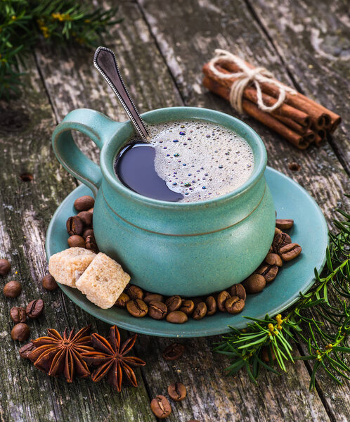 coffee cup and coffee beans