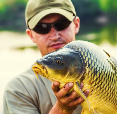 Sazan ve balıkçı, sazan balıkçılık kupa.
