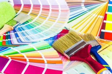 Ressam ve dekoratör çalışma tablosu Saray Projesi, renk swatc