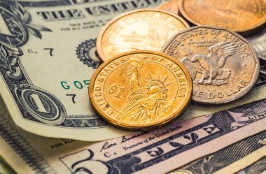 Natürmort ile nakit dolar ve sent bize.