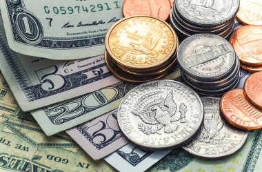 Natürmort ile nakit dolar ve sent bize.