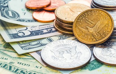 Natürmort ile nakit dolar ve sent bize.